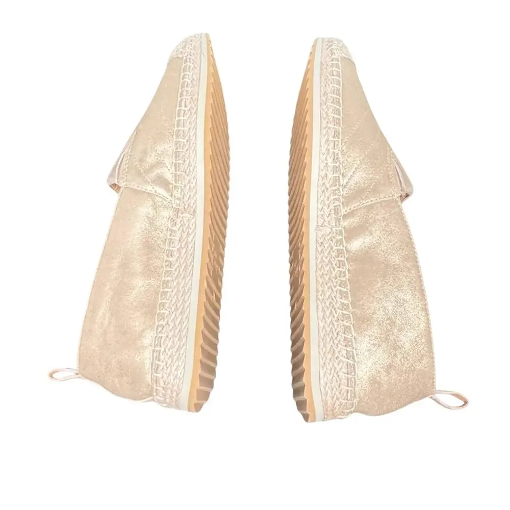 Crown Vintage Espadrille Shoes 9.5 M Flats Cadenne Gold Metallic Jute Slip On